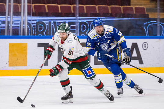 Frölundas Mats Rosseli Olsen och Leksands Jonas Ahnelöv
