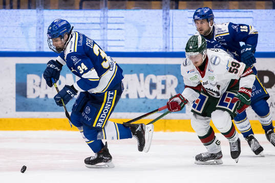 Leksands Peter Cehlarik och Frölundas Simon Hjalmarsson