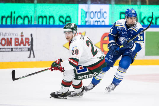 Frölundas Johan Sundström och Leksands Peter Cehlarik