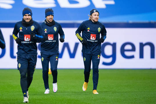 Martin Olsson and Emil Forsberg of the Swedish national
