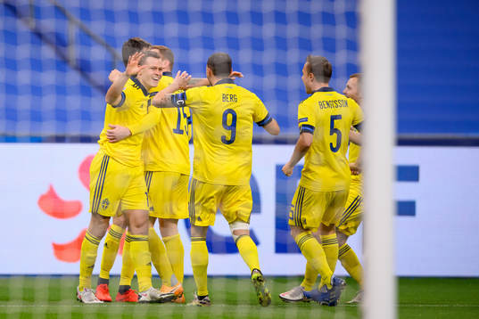 Viktor Claesson of Sweden celebrates the 0-1 goal