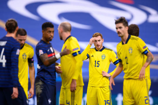 Dejan Kulusevski of Sweden looks dejected