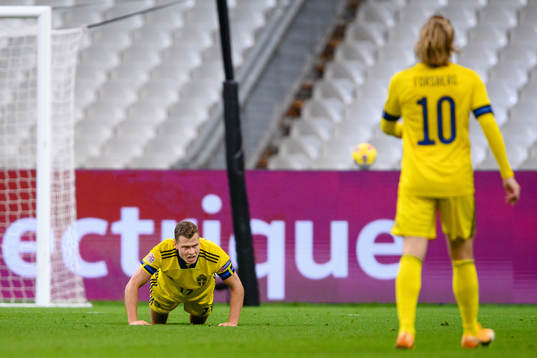 Viktor Claesson of Sweden looks dejected