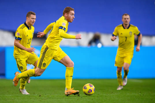 Viktor Claesson, Dejan Kulusevski and Sebastian Larsson of