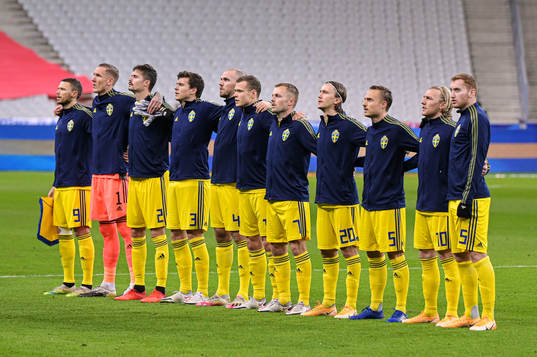 Marcus Berg, goalkeeper Robin Olsen, Mikael Lustig, Victor