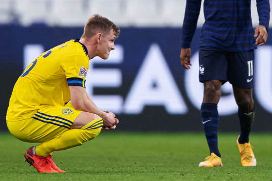 Emil Krafth of Sweden looks dejected