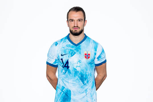 Veton Berisha of the Norwegian national football team poses