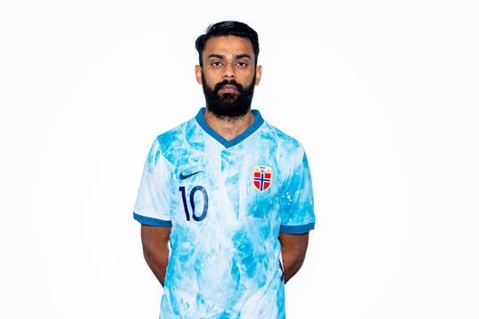 Ghayas Zahid of the Norwegian national football team poses