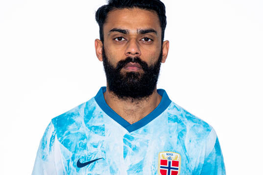 Ghayas Zahid of the Norwegian national football team poses