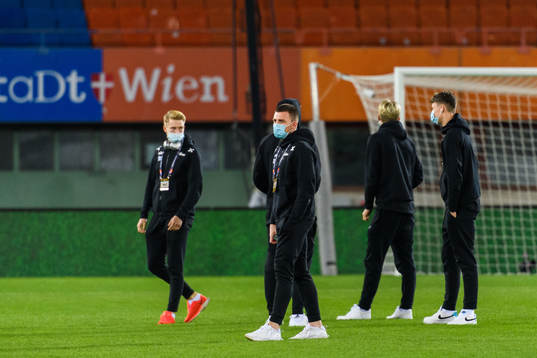 Goalkeeper Anders Kristiansen of Norway inspect the pitch