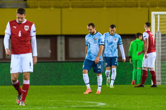 Veton Berisha and Fredrik Ulvestad of Norway look dejected