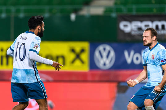 Ghayas Zahid of Norway celebrate with Veton Berisha
