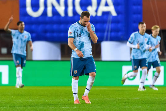Veton Berisha of Norway looks dejected