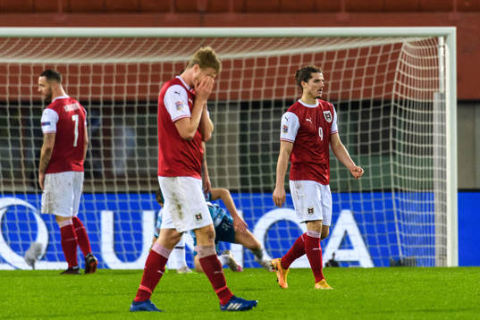Marko Arnautovic, Martin Hinteregger and Marcel Sabitzer of
