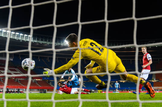 Ghayas Zahid of Norway scores the 0-1 goal behind Andreas