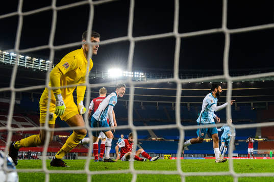 Ghayas Zahid of Norway celebrates the 0-1 goal while