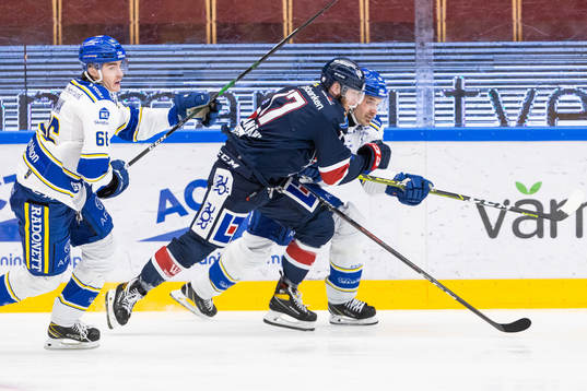 Linköpings Niko Ojamäki och Leksands Johan Fransson