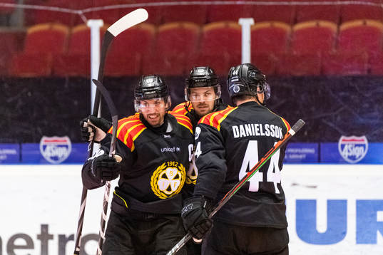 Brynäs Anton Rödin och Emil Molin jublar