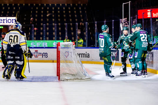 s målvakt Hugo Alnefelt deppar och Färjestads Jacob