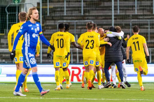 Halmstads spelare jublar