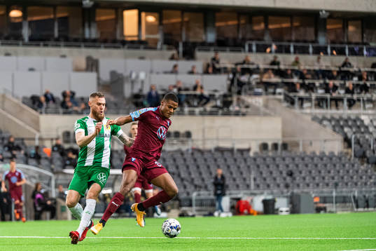 Hammarbys David Fällman och Malmö FFs Amin Sarr