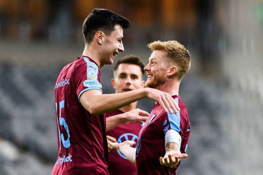 Malmö FFs Anel Ahmedhodzic och Anders Christiansen jublar
