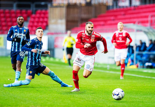 Kalmars Filip Sachpekidis och Djurgårdens Haris Radetinac