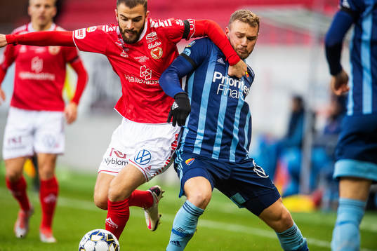Kalmars Filip Sachpekidis och Djurgårdens Jesper Karlström