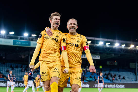 Kasper Junker of Bodø/Glimt celebrates with teammate