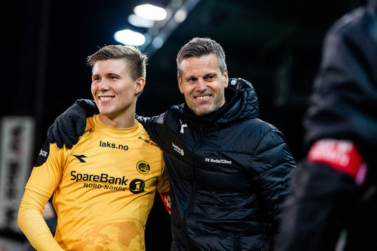 Alfons Sampsted and Kjetil Knutsen, head coach of