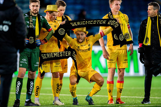 Fredrik André Bjørkan of Bodø/Glimt celebrates winning