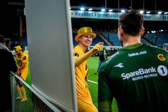 Kasper Junker of Bodø/Glimt celebrates winning the league