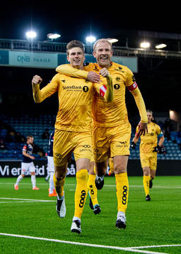 Kasper Junker of Bodø/Glimt celebrates with teammate