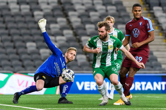 Hammarbys målvakt David Ousted och Mads Fenger Nielsen