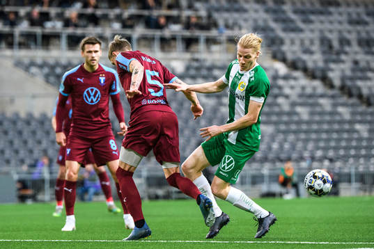 Malmö FFs Sören Rieks och Hammarbys Gustav Ludwigson