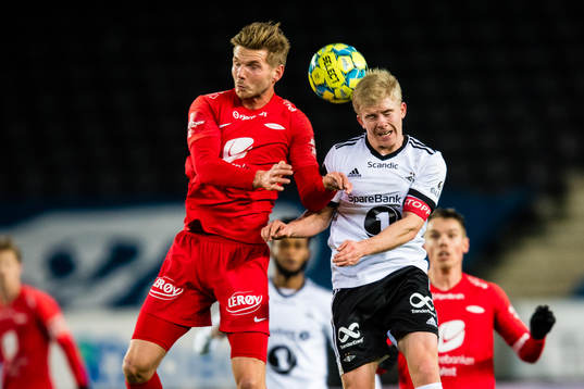 Gilli Rolantsson Sørensen of Brann and Edvard Sandvik