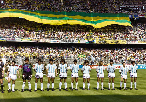 Argentinas startelva fr.v Diego Maradona, Sergio Goycochea,