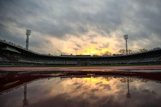 Stockholms Stadion i solnedgång