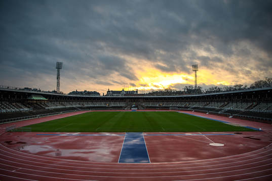 Stockholms Stadion i solnedgång