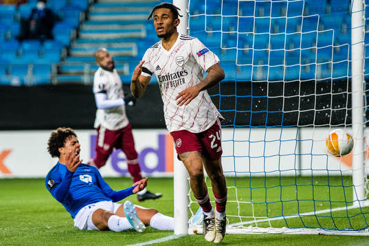 Reiss Nelson of Arsenal celebrates