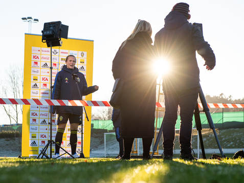 Magdalena Eriksson i mixade zonen