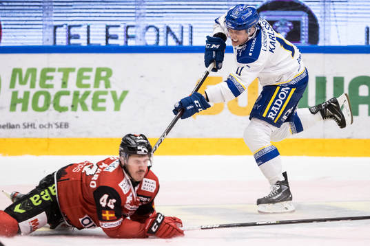 Leksands Martin Karlsson och Malmö Redhawks Jesper Jensen