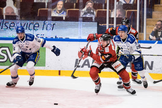 Leksands Nils Åman och Malmö Redhawks Matias Lassen och