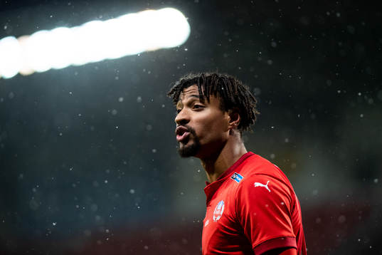 Helsingborgs Joseph Ceesay reagerar