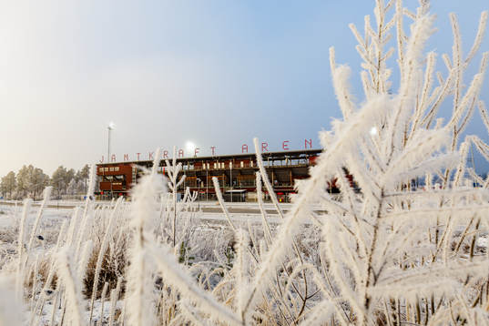 Jämtkraft Arena exteriört i frost