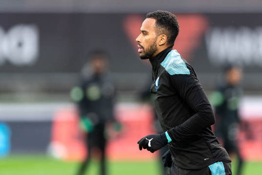 Malmö FFs Isaac Kiese Thelin före fotbollsmatchen i