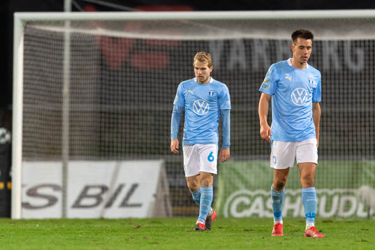Malmö FFs Oscar Lewicki och Jonas Knudsen deppar