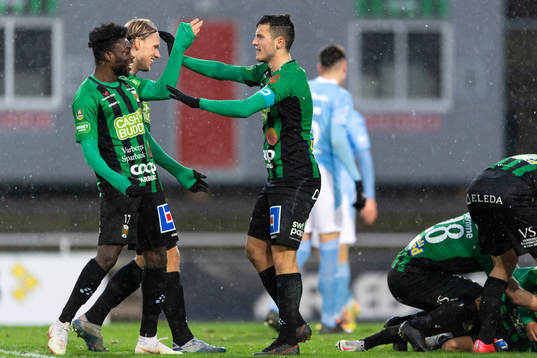 Varbergs Gideon Mensah, Hampus Zachrisson och Astrit