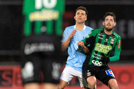 Malmö FFs Jonas Knudsen och Varbergs Robin Tranberg