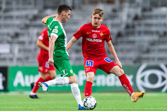 Hammarbys Jeppe Andersen och IFK Norrköpings Isak Bergmann